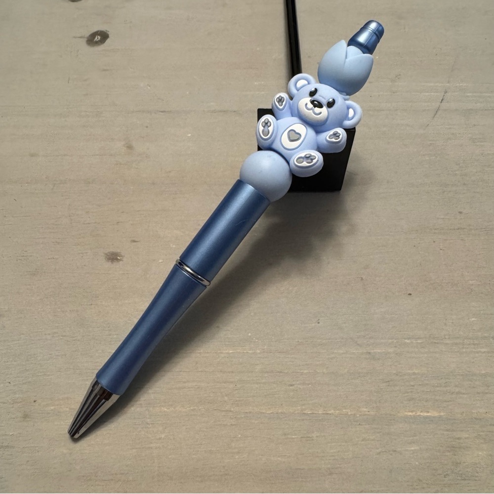 Handmade Light Blue Bear Pen (Black Ink)